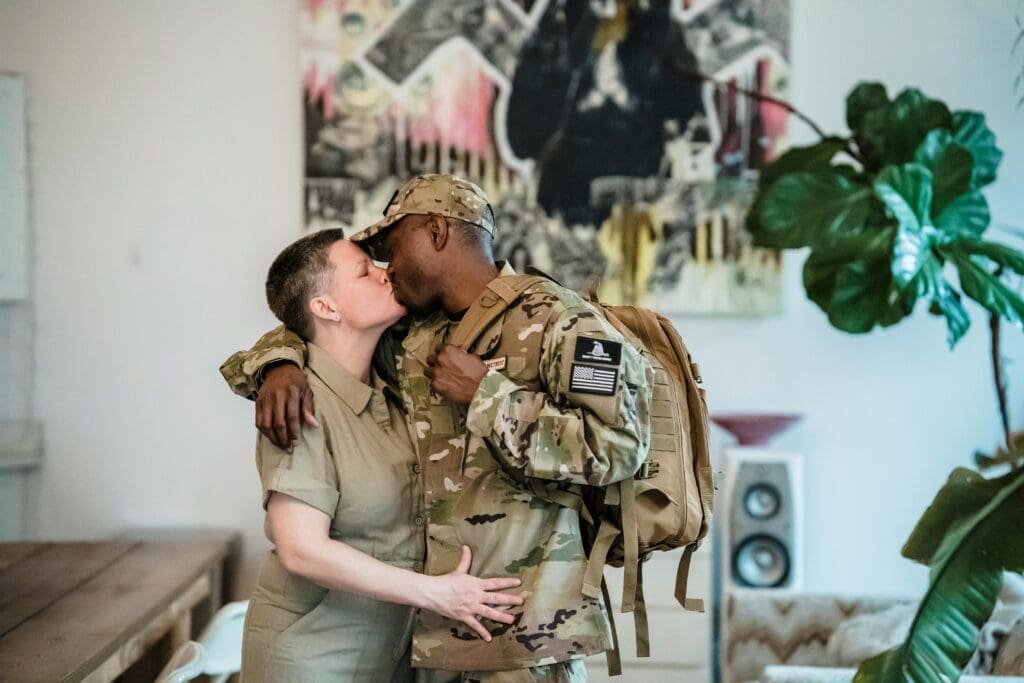 Military couple at home — Texas veteran property tax exemption guide for Fort Bend and Harris County
